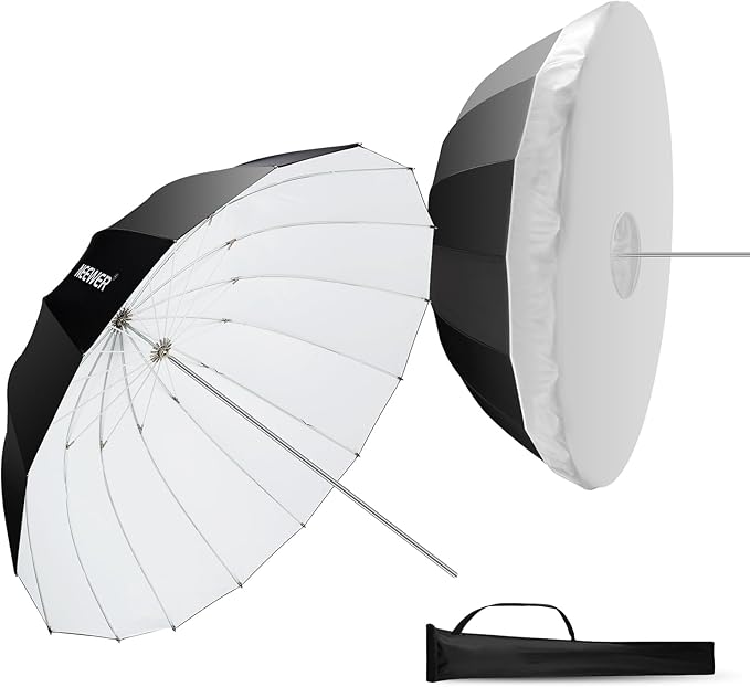 NEEWER 51"/130cm Parabolic Reflective Umbrella Photography with White Inner, Soft Lighting with Diffuser Cover, Bag, Quick Fold for Camera Photo Studio Video Light Shooting Monolight Flash, NS2U