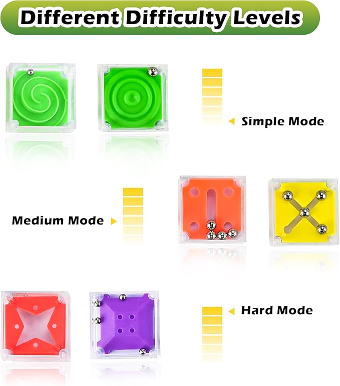 GOLDGE 24 Pcs Balance IQ Maze Game Toy Set - Mini 3D Brain Maze Puzzle Cubes in a Box. Fun Party Favor Games and Ideal Prizes for Kids and Adults (24 Pcs)