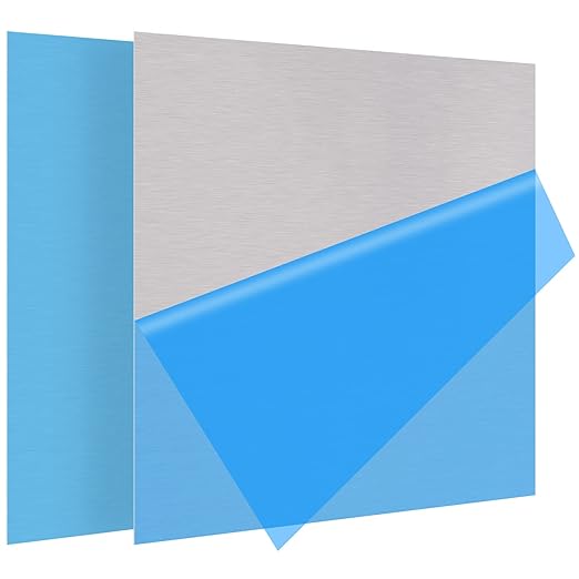 2Pack 5052 H32 Thin Aluminum Sheet Metal 12 x 12 x 0.012 (12Mil) Aluminum Plate Covered with Protective Film, Rectangle Thin Aluminum Metal Plate for Crafting, DIY, Handcraft, Backsplashes, 0.3mm