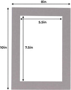 6x8 Mat for 8x10 Frame - Precut Mat Board Acid-Free Charcoal 6x8 Photo Matte Made to Fit a 8x10 Picture Frame, Premium Matboard for Family Photos, Show Kits, Art, Picture Framing, Pack of 10 Mats