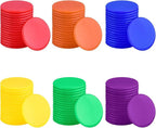 Coopay 300 Pieces Counters Counting Chips Plastic Markers Mixed Colors for Bingo Chips Game Tokens, Contain Orange, Blue, Green, Yellow, Red, Purple Colors