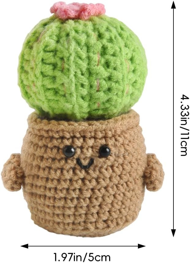 Cactus Pin Cushion, Handmade Knitted Pincushions, Cute Pin Cushions Needle Holders for Sewing Quilting Accessory, DIY Crafts or Patchwork Decor.Flowerpot Design Cactus