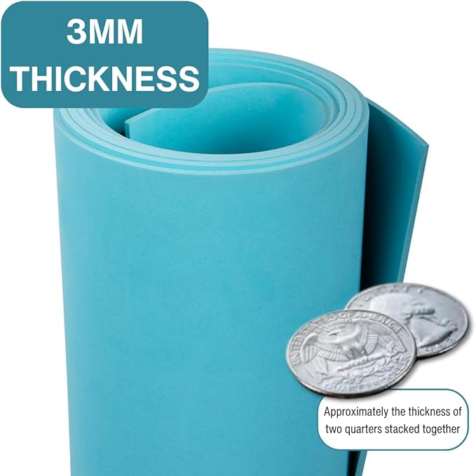 LotusFoam Large 3mm EVA Foam Sheet - 44"x 85" High Density Foam 130 kg/m3 for Cosplay, Costumes, Crafts, Flooring, Outdoor Use - 35 Colors (Bright Blue) - Bright Blue