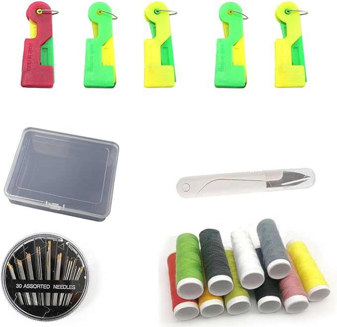 Automatic Needle Threader Set New Sewing Machine Accessories Plastic Auto Needle Threading Device Gifts for Mom and Neighbours (17 Pieces)