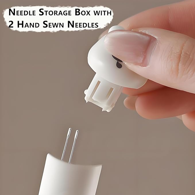 3-in-1 Automatic Needle Threader with 2 Hand Sewn Needles,Needle Threaders for Hand Sewing/Denim/Silk/Embroidery,Professional Tool for Quilting & Clothing Repair (White)