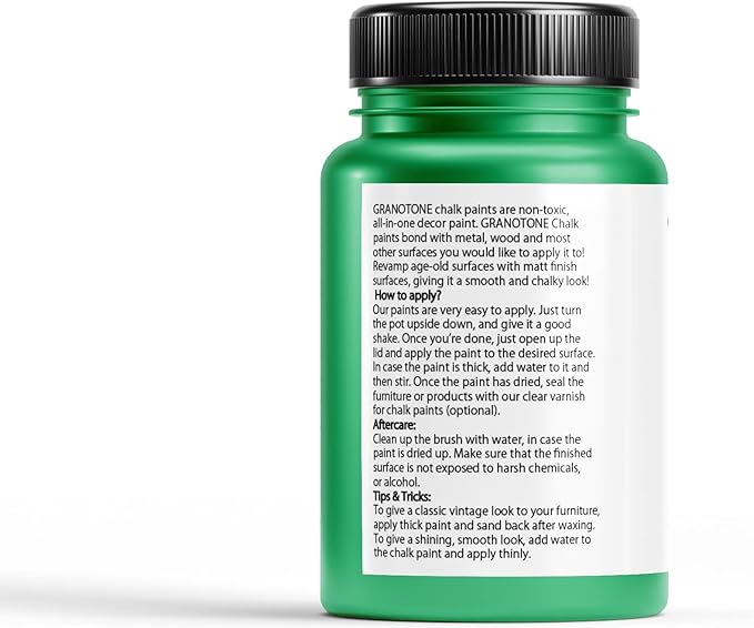 GRANOTONE Chalk Paint for Furniture | Matt-Finish Water-Based Acrylic Paint for Wood, Walls, Metal, Glass, Paper, Fabric Canvas | Maximum Coverage Chalk Paint for Kids & Adults, 120 Ml (FOREST GREEN)