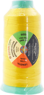Mandala Crafts Bonded Nylon Thread Yellow Heavy Duty Sewing Threads - 1100 YDs Size 92 280D T90 Tex 90 Thread for Leather Jeans Weaving Outdoor Marine Upholstery Threads