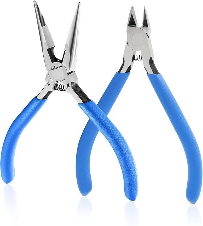 Needle Nose Pliers and Wire Cutters Set, 5" High Carbon Steel Pliers Set, Ultra-Sharp Crafts Diagonal Cutters, Long Nose Pliers for Jewelry Making, Electronics Repair, Object Grasping