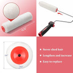 Paint Roller extension pole,48in Brush kit Multi-Function Paint Roller kit cleaner with House Paint Rollers Brush Stainless Steel Pole,Mural Brush for Walls and Ceiling paint roller no drip grey