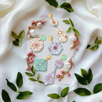 CHGCRAFT Flowers Polymer Clay Texture Sheets Rose Daisy Silicone Texture Stamp Lilies Cherry Blossom Clay Modeling Pattern Pad Texture Sheets for Polymer Clay Making Earrings Jewelry