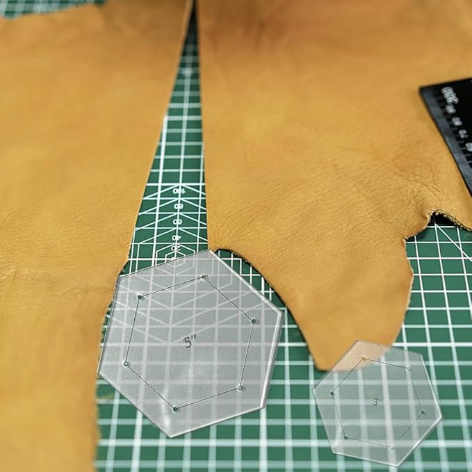 6 Pieces Hexagon Quilting Template with 1/4 Inch Seam Allowance, Hexagon Acrylic Quilting Rulers and Templates for Sewing DIY Manual Crafts Including 1inch, 1.5 Inch, 2 Inch, 3 Inch, 4 Inch, 5 Inch