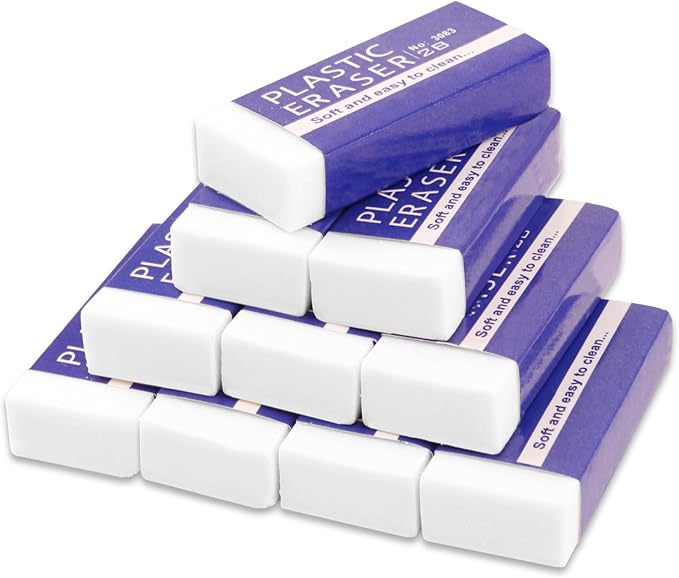 10 Pack Pencil Erasers, Soft, and Durable Erasers for Pencils, Perfect for Artists and Professionals, Long-Lasting Erasing Performance