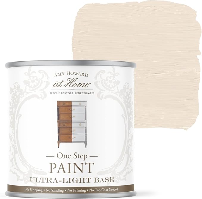 AMY HOWARD AT HOME Chalk-Based One Step Paint for Furniture, Cabinetry, Decor, Finish, and More | No Stripping, Sanding, or Priming | Ultra-Light Base | 16 Ounce | Linen
