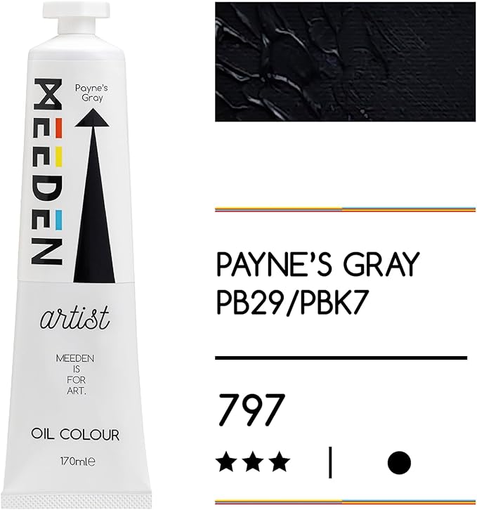 MEEDEN Artist Grade Oil Paint: Payne's Gray - 170ml/5.7oz Tube - Professional Art Paints for Canvas Painting