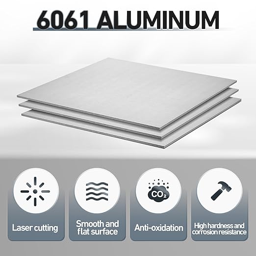 Blulu 2 Pcs 6061 Aluminum Sheet Metal Plate 15 x 15 x 1/8 in (3 mm) Flat Plain Thickness Panel Covered with Protective Film Solid Rectangle Flat Stock for Crafting Industry Structural Framing Base