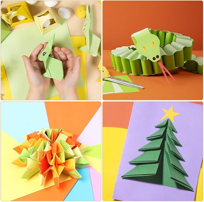 Opret Origami Paper Large, 100 Sheets 4x4 inch / 10x10cm Large Origami Paper 50 Vivid Colors Single Sided for Arts and Crafts Projects