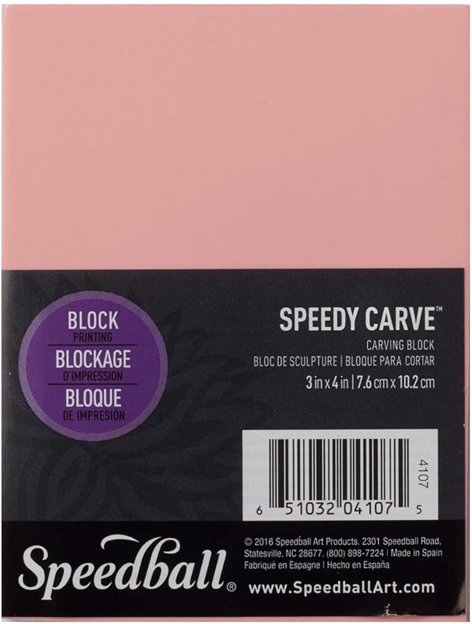 Speedball 4107 Speedy-Carve Block – Soft, Easy Carve Surface – 3 x 4 Inches, Pink