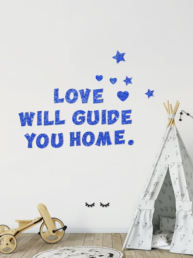 237 Pcs Glitter Bulletin Board Letters, Numbers and Punctuation, Poster Board Letters Alphabet Cut Out Cardboard Letters Accessories for Classroom Display Decorating Supplies 4inch (Blue)
