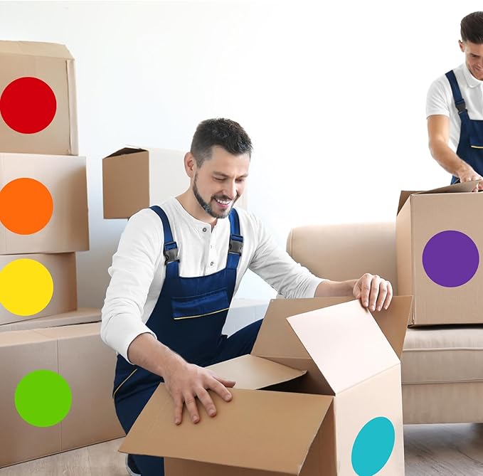 STARLIBOO 6" Round Large Colored Stickers Labels, Dots Circles Stickers for Moving，School, Home, Office, Business- 6 Colors -30 Packs