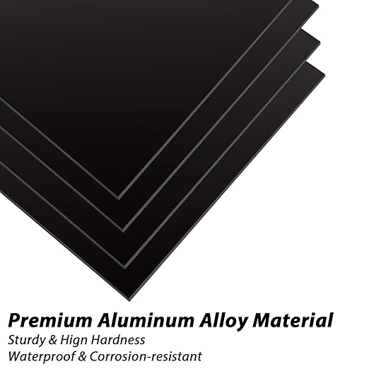 3 Pack 5052 Aluminum Sheet Metal 12 x 12 x 1/16 (0.06") Inch, 1.5 MM Thin Anodized Aluminum Metal Plates Aluminum Metal Sheets, Black Laser Engraving Blanks for Crafting Printing