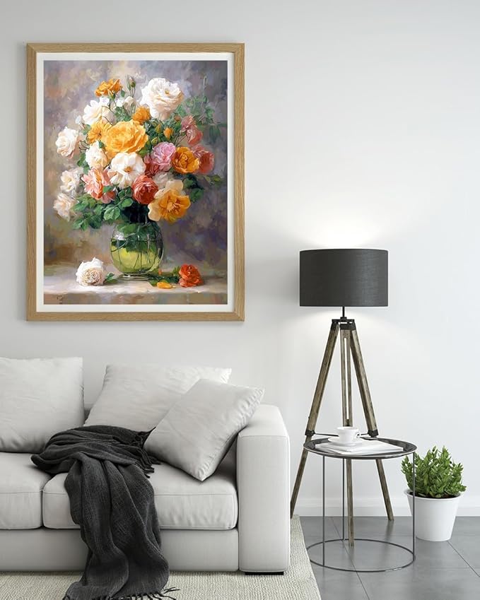 Moohue 14 ct Counted Cross Stitch Kits for Adults Flowers Cross Stitch Patterns Stamped Printed Cross Stitch Kits (Flowers 6)