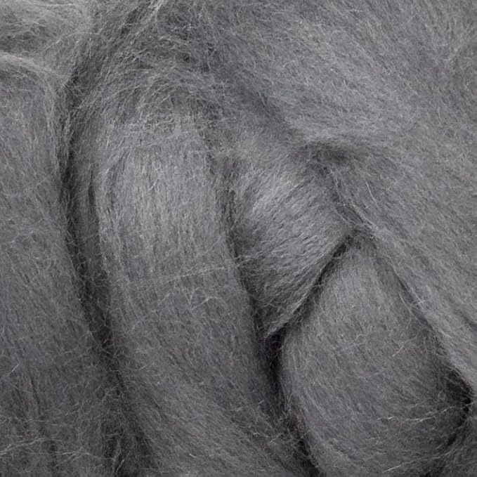 Colored Natural Wool roving, 8 OZ. Best Wool for Needle Felting, Wet Felting, handcrafts and Spinning. (Graphite)