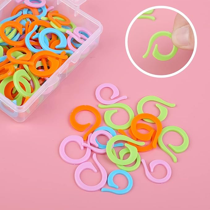 Lokunn 100PCS Stitch Markers for Crocheting, Crochet Stitch Markers Ring for Knitting and Crocheting, Small and Large Locking Markers
