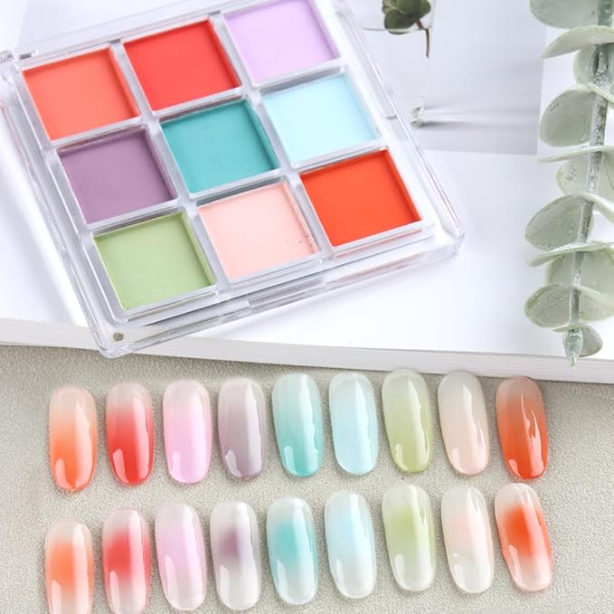 18 Colors Neon Phosphor Solid Pigment Powder Set for Ombre Nails, Fluorescent Nail Pigment Glitter Iridescent Rubbing Dust with Nail Ombre Brush for Gradient Nail Art Manicure DIY Accessories