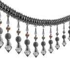 3yards Beading Fringe Trimming Long Beads Tassel Curtain Trim Ribbon Trim for Cover Edge Decorative (Gray)