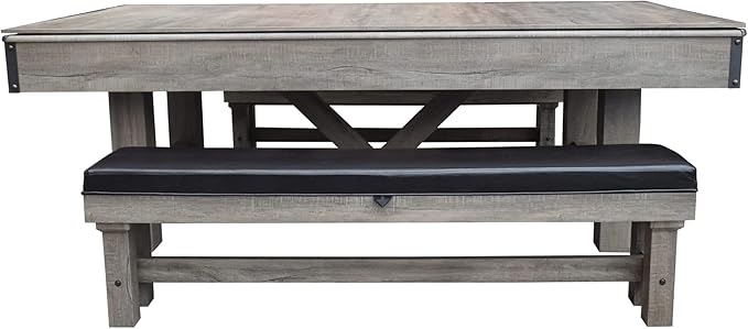 Hathaway Logan 7-ft Pool Table Combo Set with Benches - Rustic Gray with Blue Felt, Barnwood