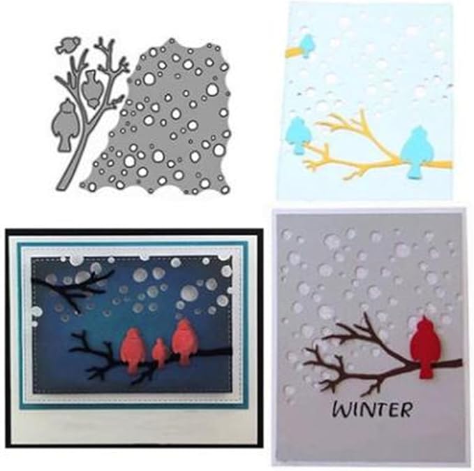 Metal Cutting Dies DIY Merry Christams Embossing Stencil Template Scrapbooking Card Making Mold Photo Album Arts Crafts Tools (Bird Perch-10.8x9cm)