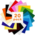 HTVRONT Heat Transfer Vinyl Bundle - 20 Pack 12" x 10" Iron on HTV for T-Shirt - 18 Assorted Colors Compatible with Cricut Cutting Machine, for Silhouette Cameo or Heat Press Machine