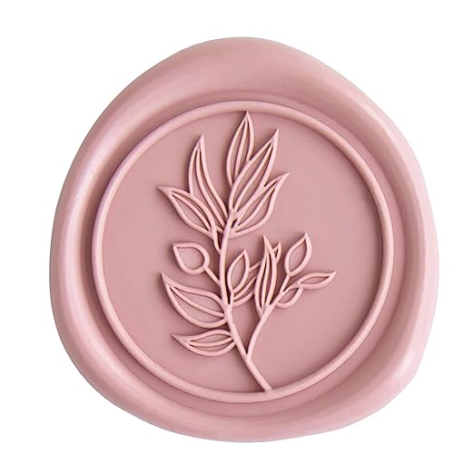PONATIA 50 Pcs Dusty Rose Wax Seal Stickers - Eucalyptus Leaf, Perfect for Wedding Invitations, Gift Wrapping & More