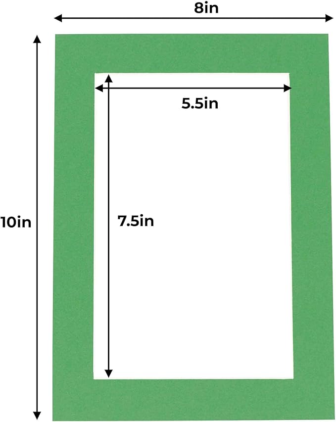 6x8 Mat for 8x10 Frame - Precut Mat Board Acid-Free Show Kit with Backing Board, and Clear Bags Bright Green 6x8 Photo Matte Made to Fit a 8x10 Picture Frame Matboard for Framing, Pack of 1 Mat