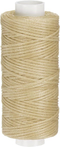 uxcell Leather Sewing Waxed Thread, 55 Yards / 50m 0.8mm 150D Flat Polyester All-Purpose Threads for Leather Crafts, Bookbinding, Beige