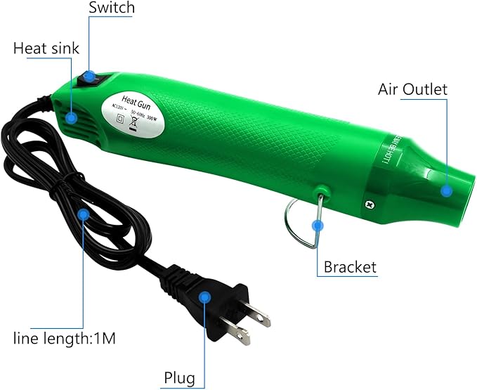 Heat Gun, Mini Hot Air Gun for DIY Crafts Portable Heat Air Gun Tool for Embossing Shrink Wrapping Drying Paint