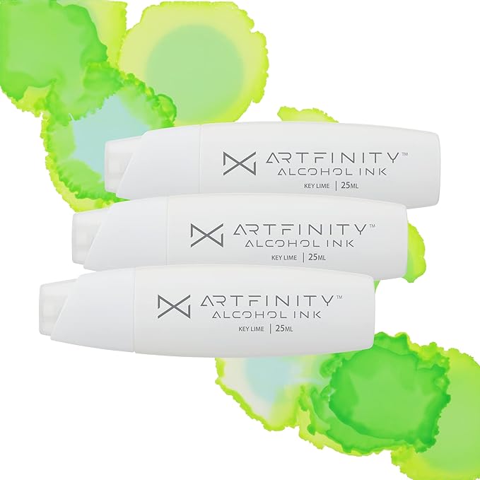 Alcohol Inks 3 Pack - Vibrant, Professional, Dye-Based Alcohol Inks for Artfinity Alcohol Markers, Artists, Drawing, & More! - Key Lime G1-3