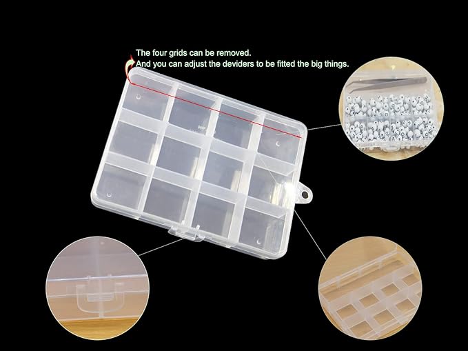 Small Plastic Organizer Box 10 packs12 Grids Clear Storage Container Jewelry Case with Fixed Dividers for Beads Art DIY Crafts Jewelry Fishing Tackles 5.04 * 3.82 * 0.87 inches