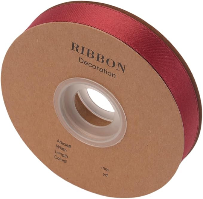 Double Side Satin Ribbon, Continuous 20 Yards,Use for Craft Bows Bouquet, Gift Wrapping, Wedding Decoration, Floral Arrangement (Burgandy, 4/5 inch)