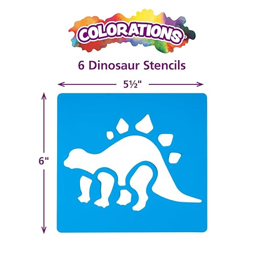 Washable Plastic Dinosaur Stencils - Set of 6