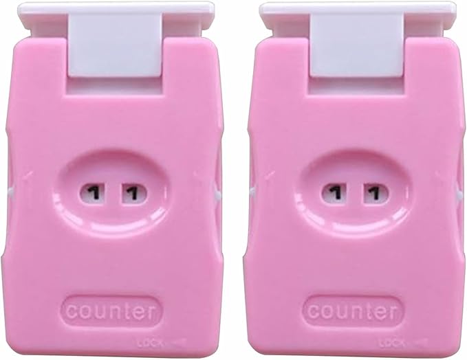 RUIAN Knitting Counter Stitch Needle Marking Tool Mini Crochet Stitch Counter Knitting Stitch Counter Plastic Knit Stitch Counter (2Pcs,Pink)