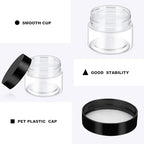 12 Pack 7 oz Plastic Container Jars with Lids Round Clear Travel Cosmetic Container Jars for Toiletries, Lotion, Cream, Ointments, Makeup, Rhinestone, Samples, Kitchen Storage (Black)