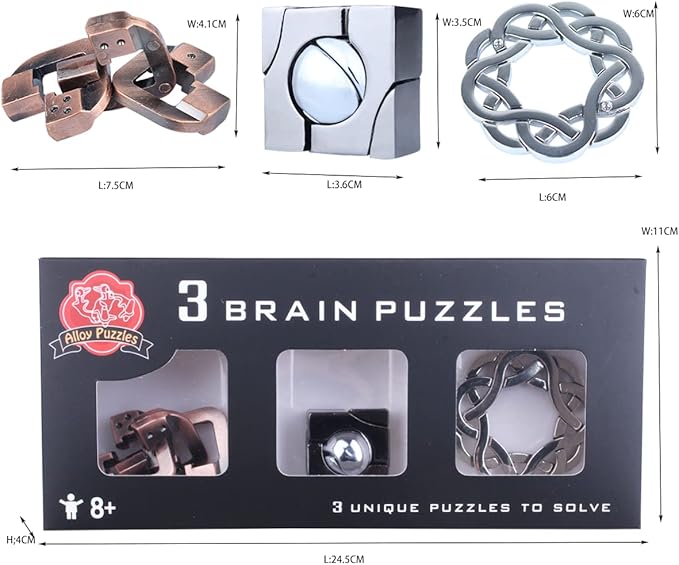 Brain Teaser Puzzle for Adults Puzzles Metal Hole Lock Adult Educational Toy Games for Adults Teens Educational Toy Gift (White)
