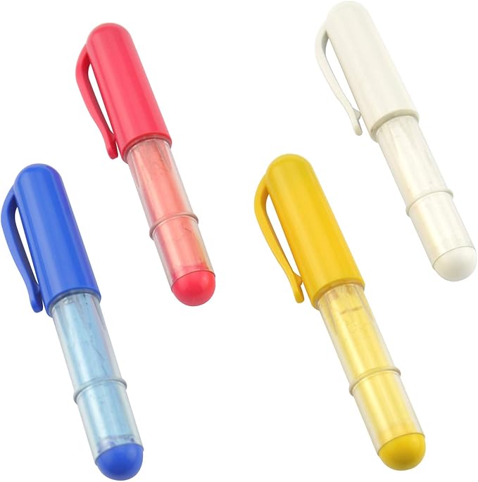 DREAMSTITCH 4 Color Chaco Chalk Liner Pens Style - Needle Felting Tool Chaco Chalk Marker Sewing Tools - White, Red, Blue, Yellow - 4-Color Chaco Pen