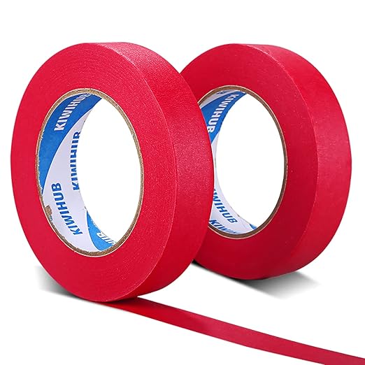 Painters Tape, 1" x 60 yd (120 Yards Total), 2 Rolls - Red Painting & Masking Tape - Multi Surface Use - 14 Day Clean Release Trim Edge Finishing Tape
