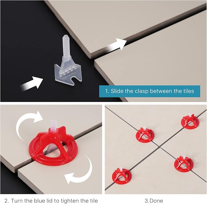 Professional Tile Leveling System Kit，Anti-Loosening Spacers/Wall, Bathroom Tiling - 1/32" Precision Alignment & Grout Spacing Tools(1000base, 1/32)