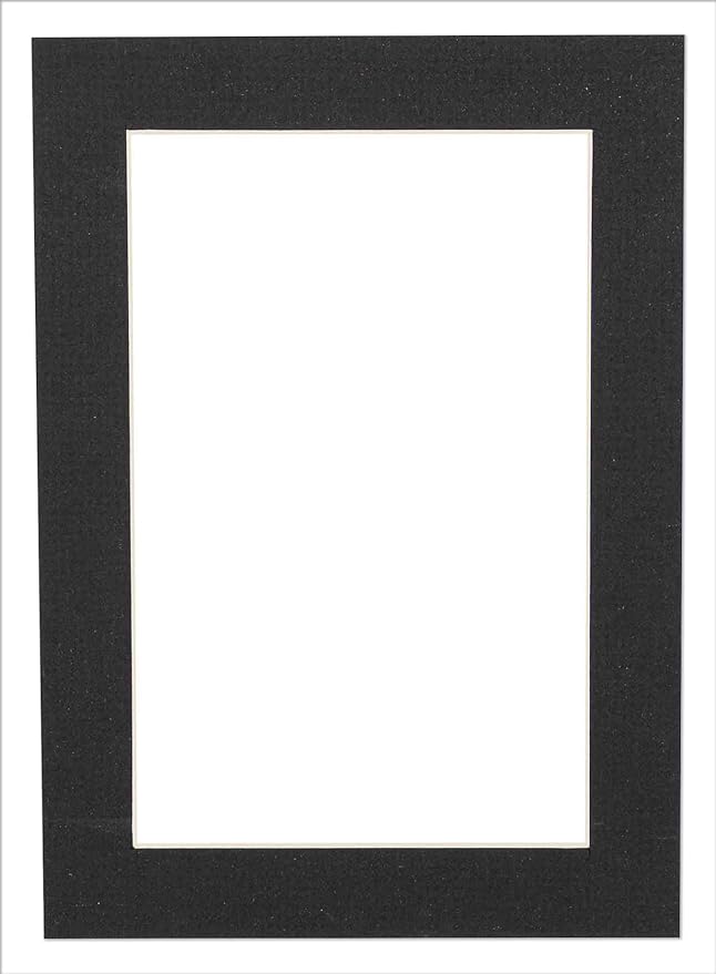6x8 Mat for 8x10 Frame - Precut Mat Board Acid-Free Show Kit with Backing Board, and Clear Bags Textured Black 6x8 Photo Matte Made to Fit a 8x10 Picture Frame Matboard for Framing, Pack of 1 Mat