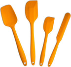 4 Piece Silicone Spatula Set, Flexible Heat Resistant Non-scratch Baking Cooking Rubber Spatulas with Stainless Steel Core, Orange