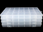 4Packs 28 Grids Bead Organizer Plastic Organizer Box with Fixed Dividers-Jewelry, Accessories, and Small Parts Container Clear Box for Jewerly Beads, Sewing, Drawing