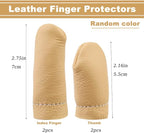 2 Pairs Leather Finger Protector Needle Felting Knitting Finger Thimble Guards Tools for Hand Craft Sewing Needlework Handmaking(Random Color)